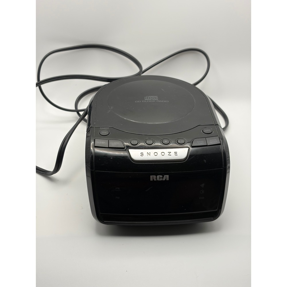 RCA CD Clock Radio RP3720 Black AM FM Dual Alarm Top Loading Player